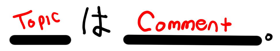 The '_Topic_ は _Comment_' conversation format.