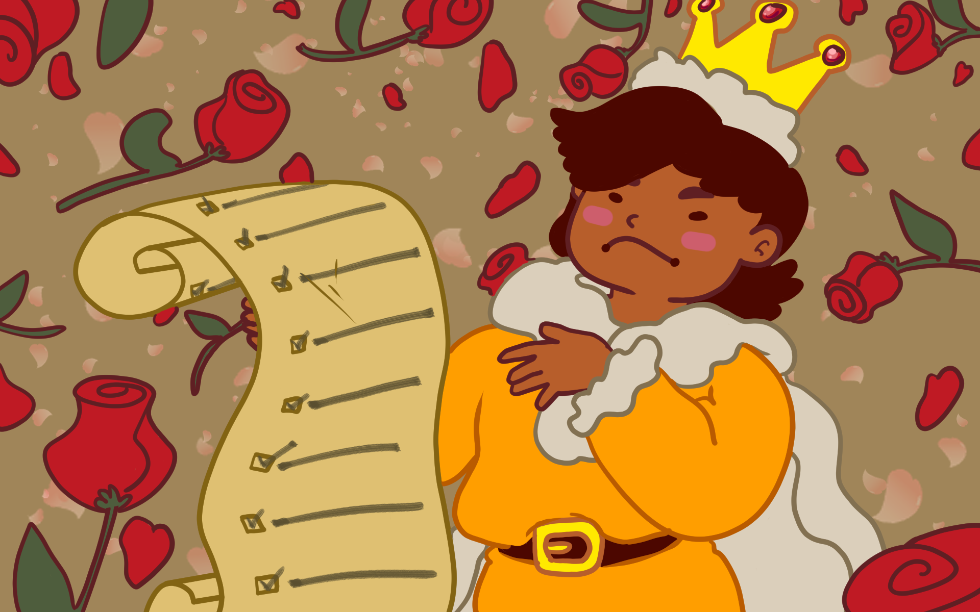 The kingly scholar holding up his prize-winning, awesome to-do list.